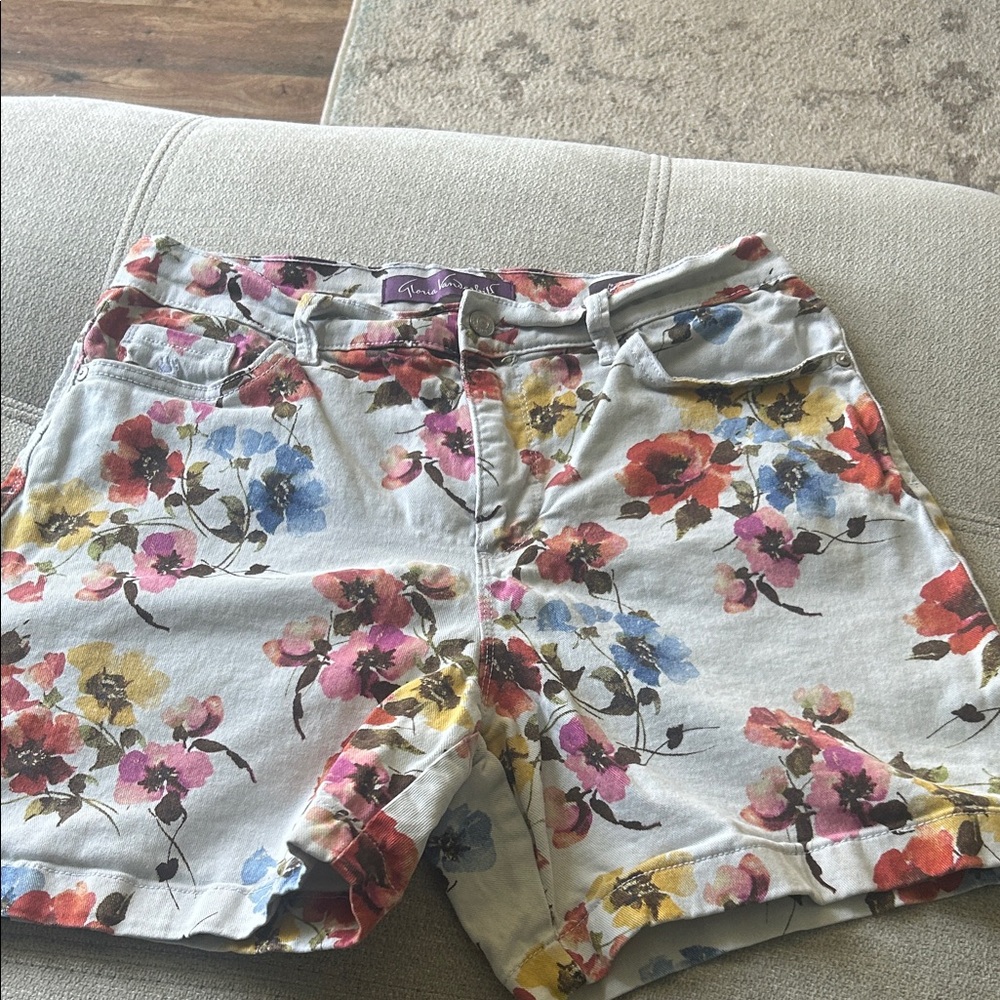 Gloria Vanderbilt Floral Jean Shorts - Pink, Red, Blue, Yellow
